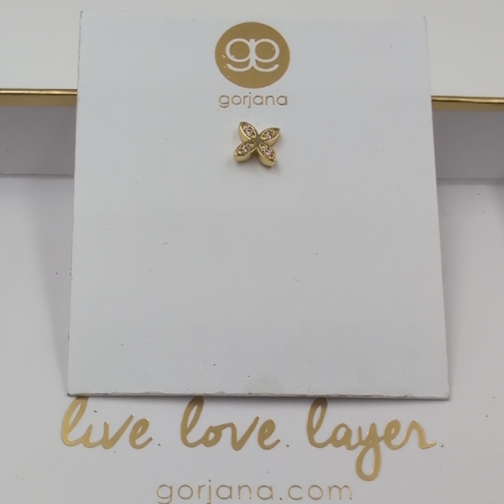 Gorjana Gold Floral Stud Earring -Flower Single Stud New On Card - Picture 7 of 7